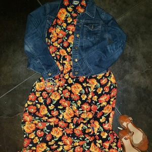 Navy blue - long flower dress